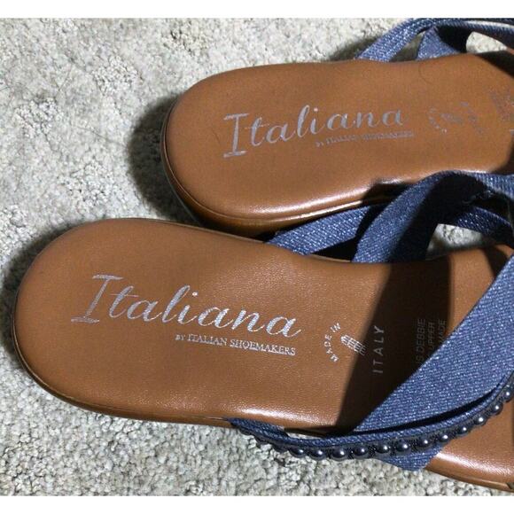NWOT Italiana Sandal fabric sz 8.5 Blue & Brown Synthetic upper man‎ made ITALY - Picture 4 of 5